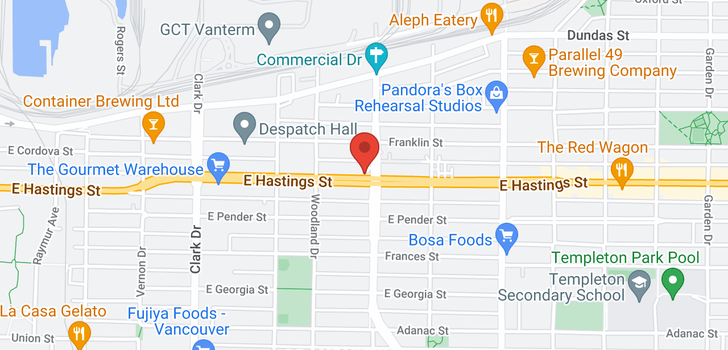 map of 1691 E HASTINGS STREET